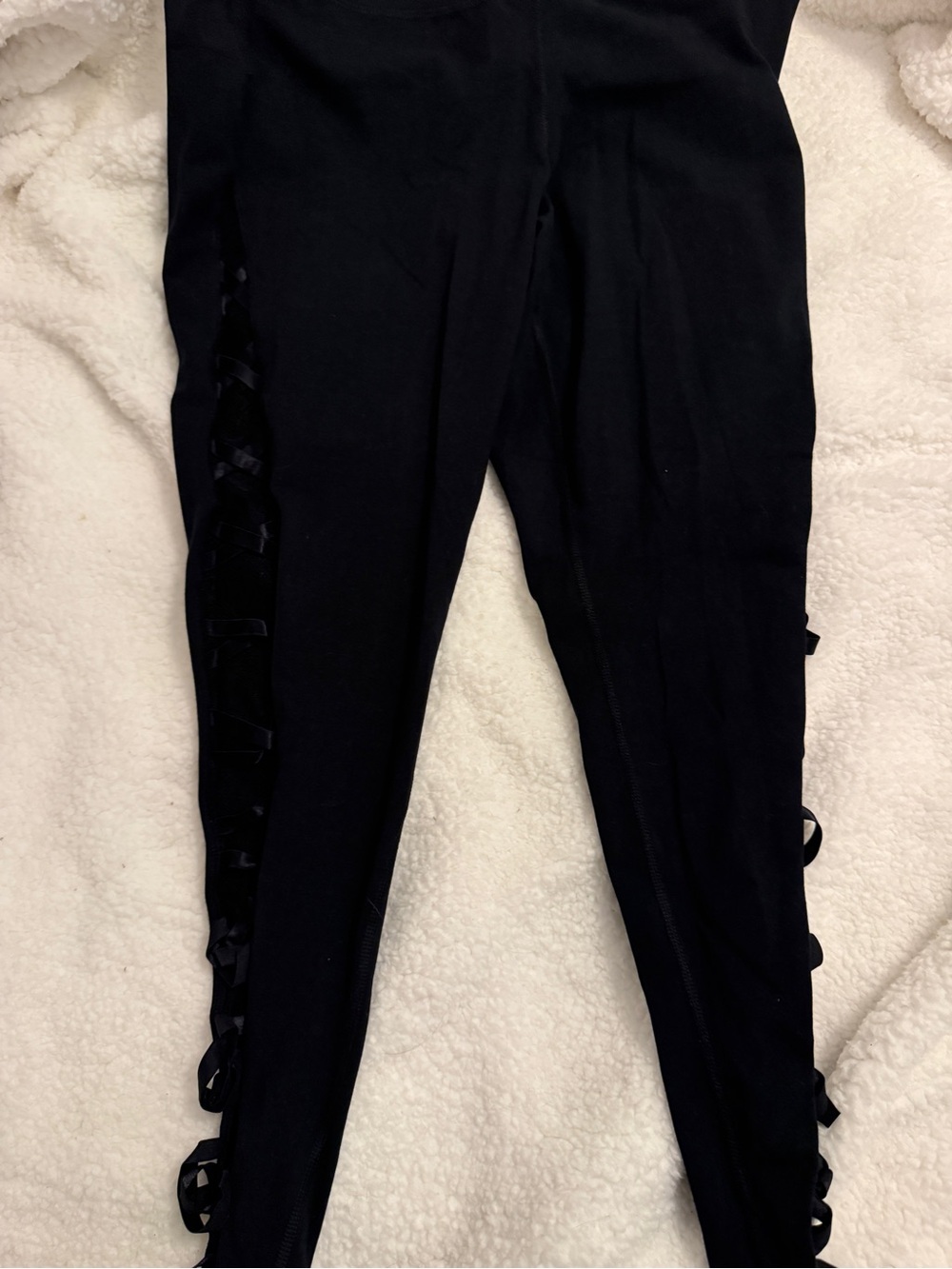 Black Livi active  Women's Leggings with Side lace Ribbon Detail
